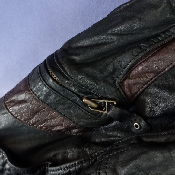 RARE Vintage Arctic Life Thick Leather Aviator Biker Jacket Dinno Gallucci - Picture 9 of 14